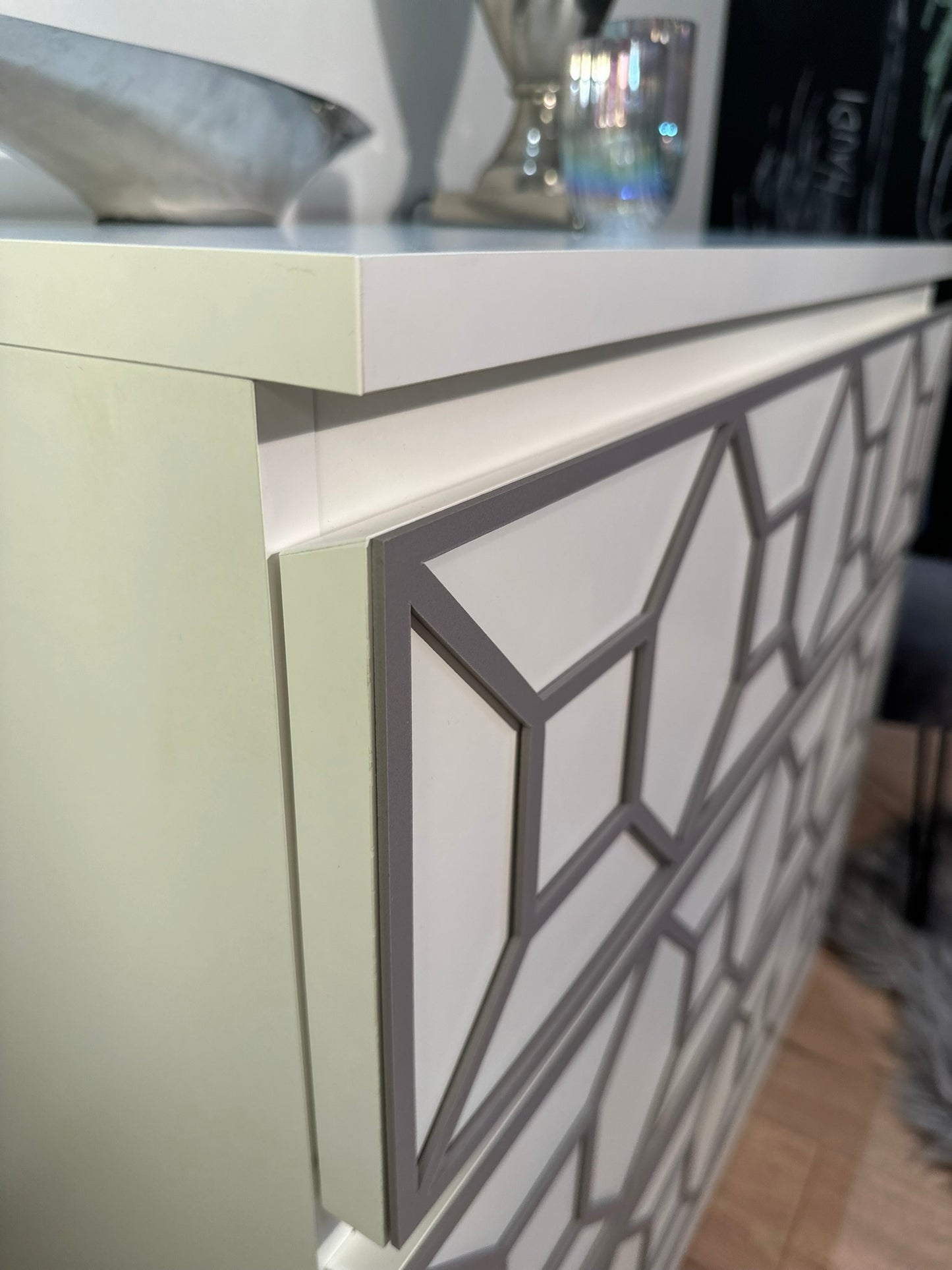 Gray Square 3D Decor overlay for IKEA MALM chest