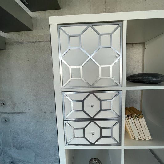 Ezüst Square 3D Dekorpanel IKEA KALLAX ajtóra