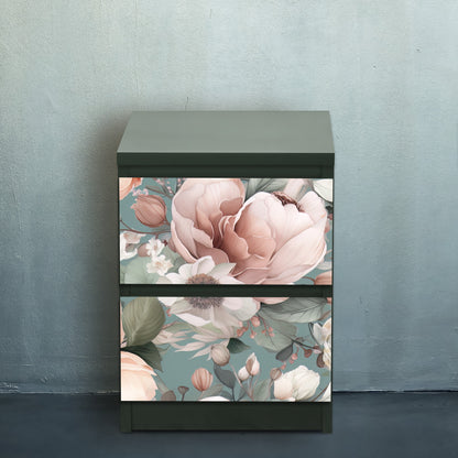Peony - furniture sticker for IKEA MALM chest (various sizes)