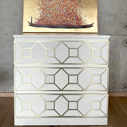 Gold Square 3D Decor overlay for IKEA MALM chest