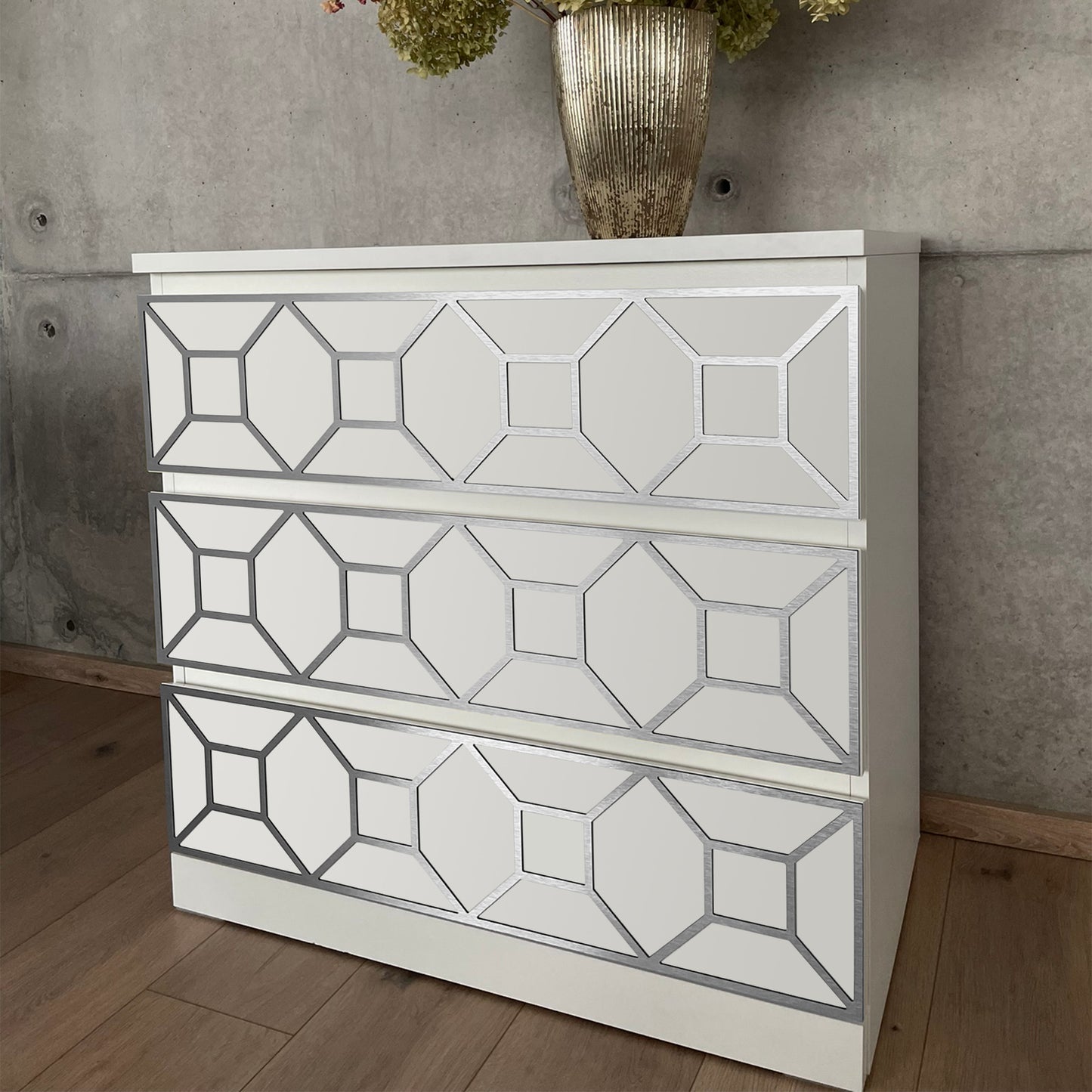 Ezüst Square 3D Dekorpanel IKEA MALM komódra