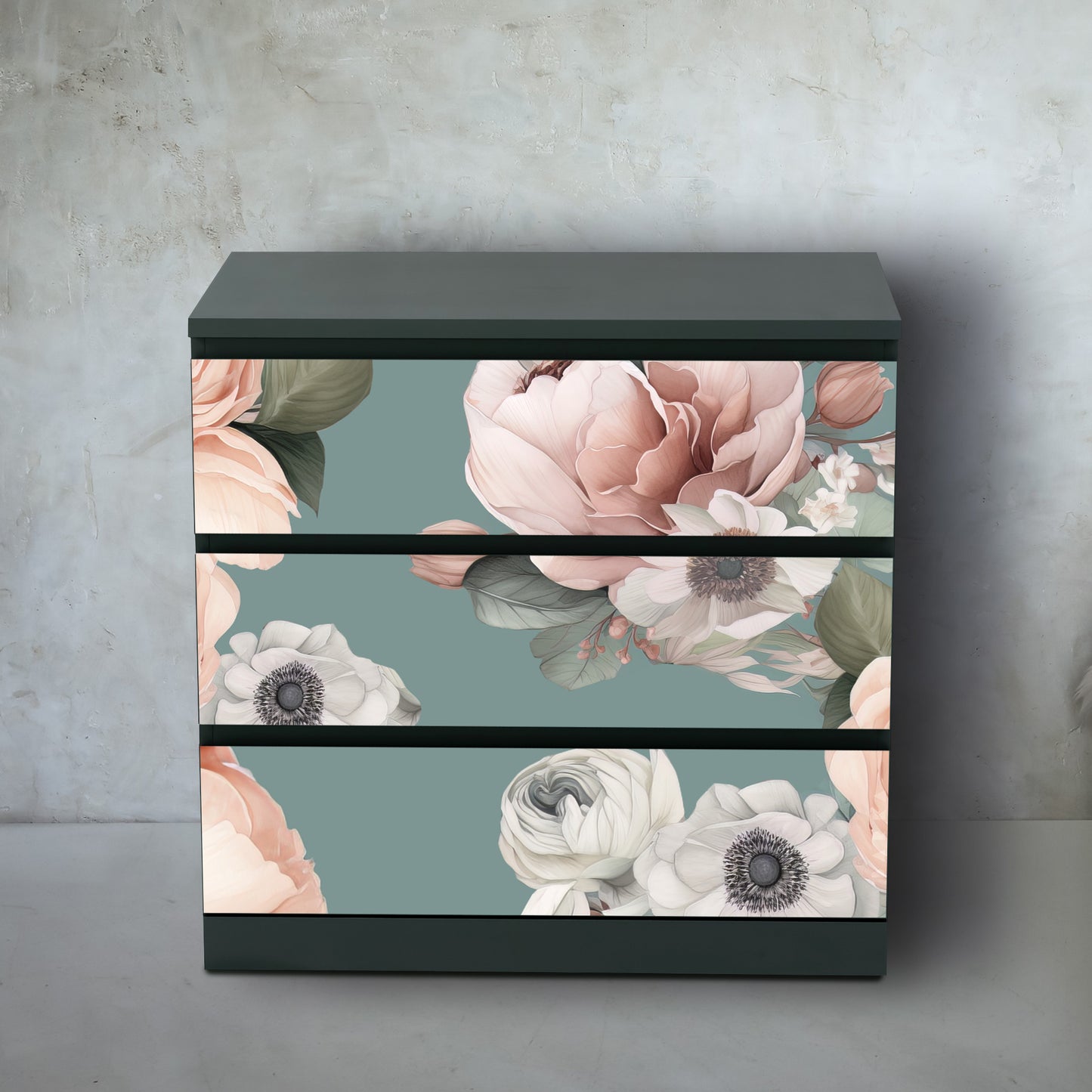 Peony - furniture sticker for IKEA MALM chest (various sizes)